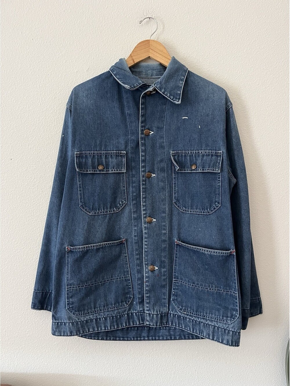 Vintage Big Mac Denim Chore Coat Work Jacket Faded Blue USA
